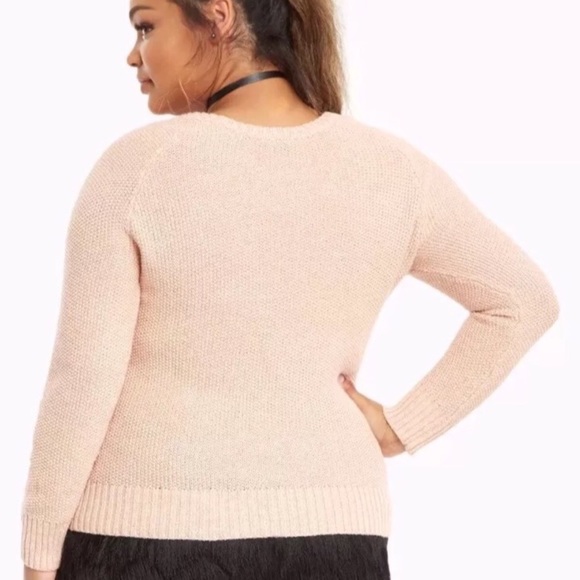 Plus Size 4 Torrid Blush Pink LOVE Knit Sweater - Picture 2 of 8